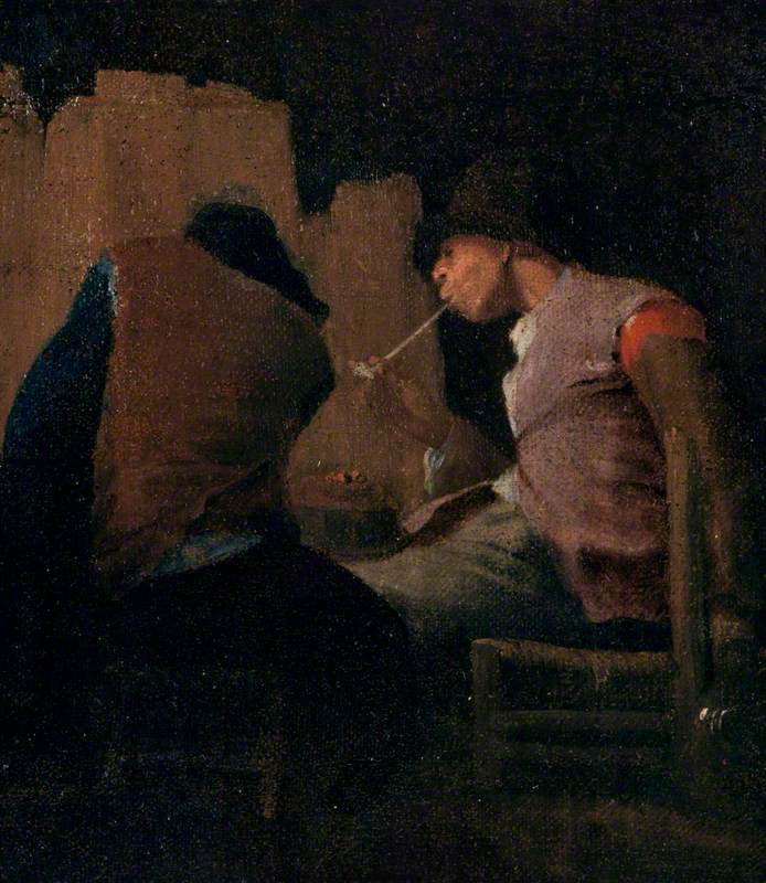 Two Peasants Smoking by a Fire ('Silent Companions')