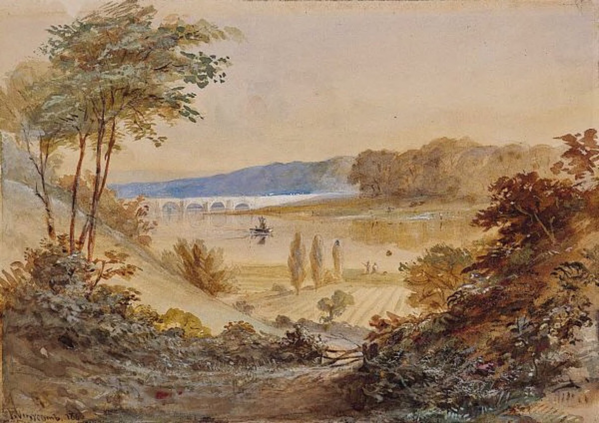 Old Ormeau Bridge from near Stranmillis, Belfast (1860)