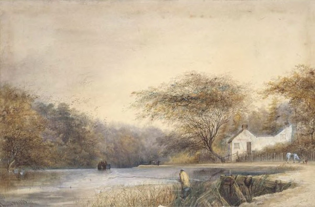River Lagan, showing Molly Ward's Cottage, Belfast (1885)