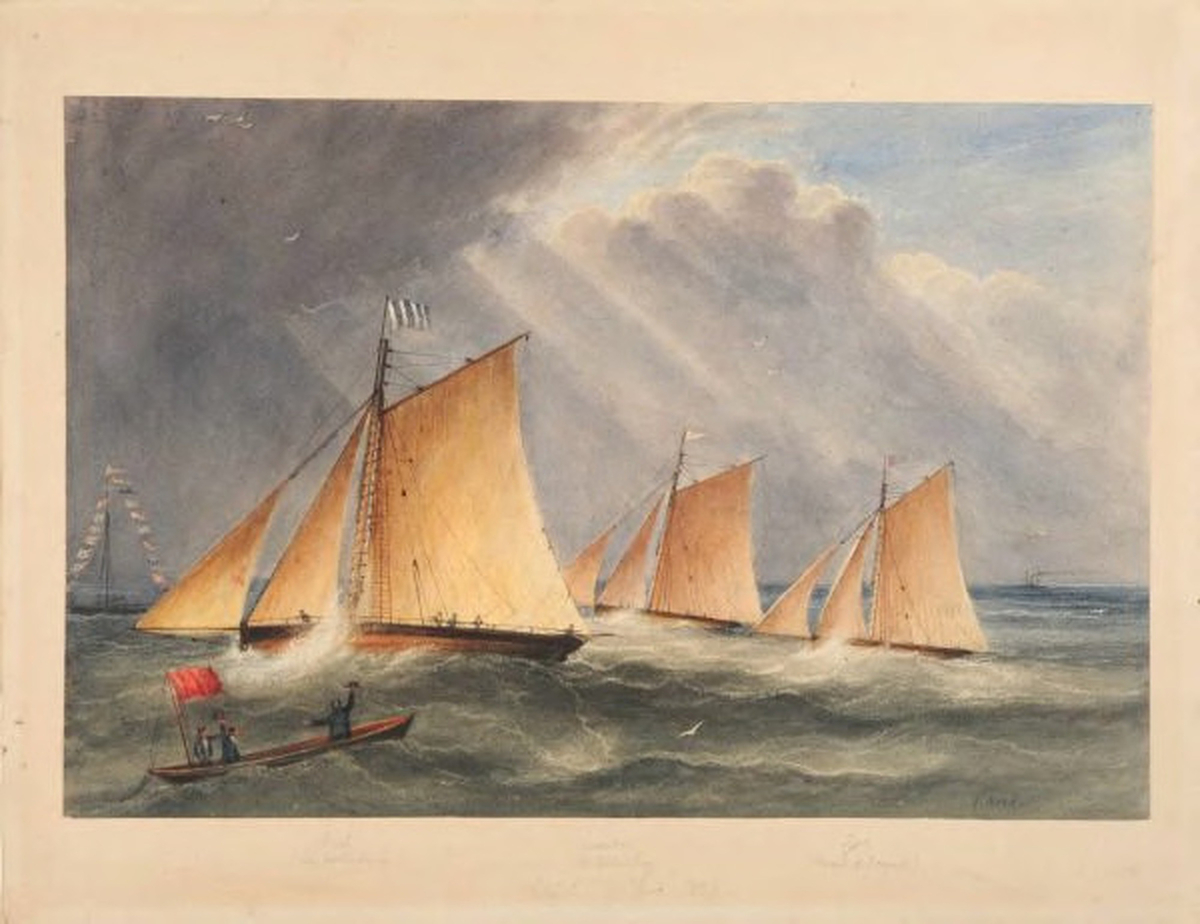 Race Won 19 June 1829, at the Belfast Regatta, by the 'Ariel', John McCracken, Esq. against the 'Crusader', Sir Stephen May, and the 'Zoe', Marquis of Donegall
