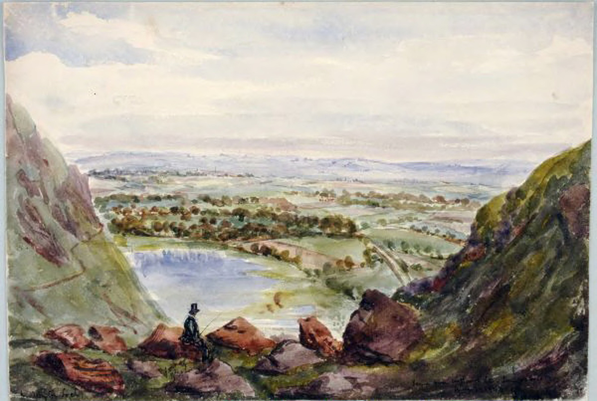 Duddingston Loch. Scene from Arthur's Seat, Samson's Ribs (1843)