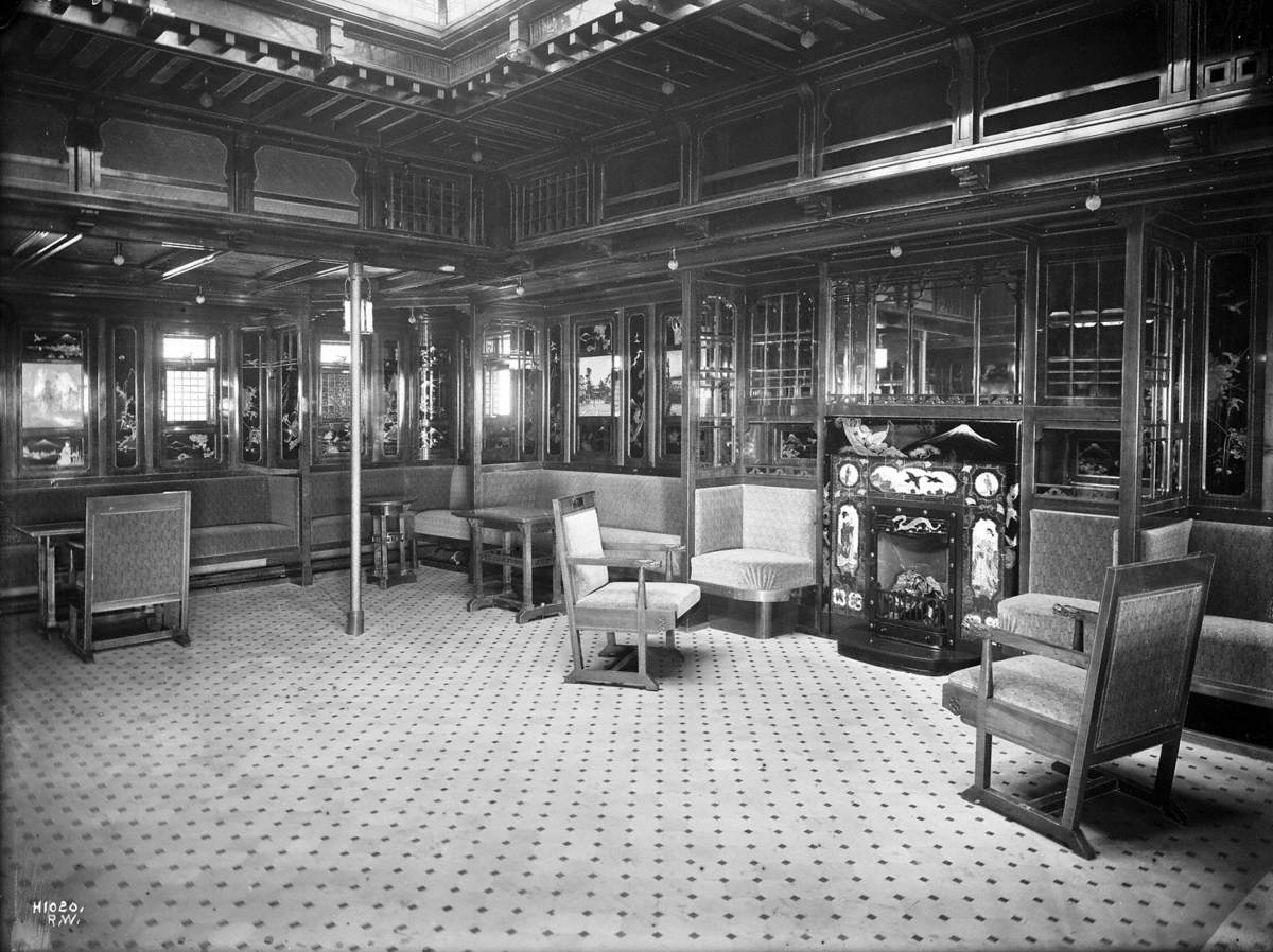 First class ladies tea room, including fireplace