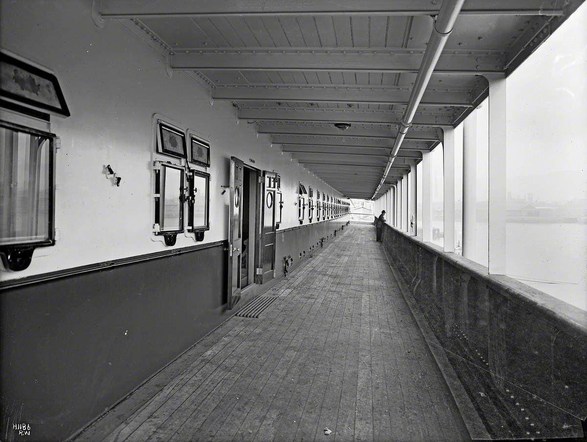 View along upper promenade deck