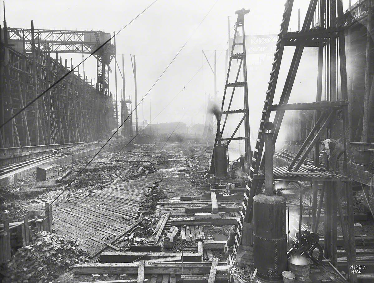 Reconstruction of North Yard slips 2 and 3 and erection of Arrol gantry for building 'Olympic' (400) and 'Titanic' (401)