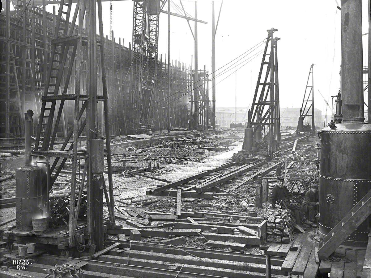 Reconstruction of North Yard slips 2 and 3 and erection of Arrol gantry for building 'Olympic' (400) and 'Titanic' (401)