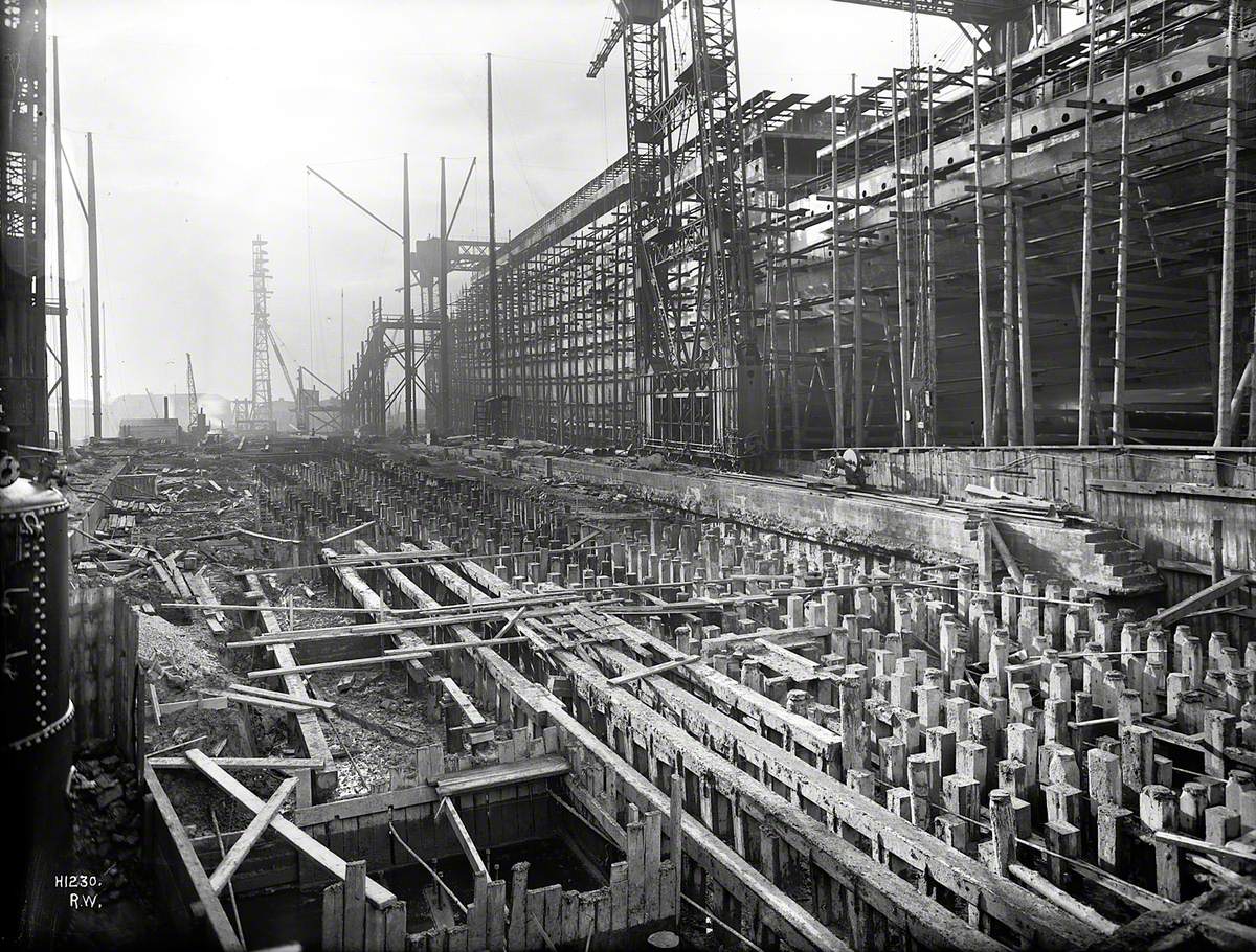 Reconstruction of North Yard slips 2 and 3 and erection of Arrol gantry for building 'Olympic' (400) and 'Titanic' (401)