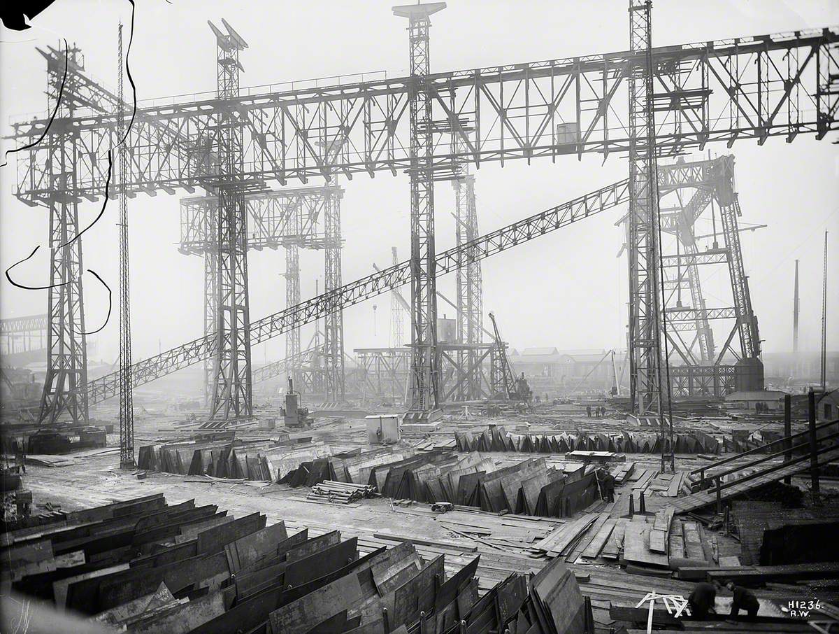 Reconstruction of North Yard slips 2 and 3 and erection of Arrol gantry for building 'Olympic' (400) and 'Titanic' (401)