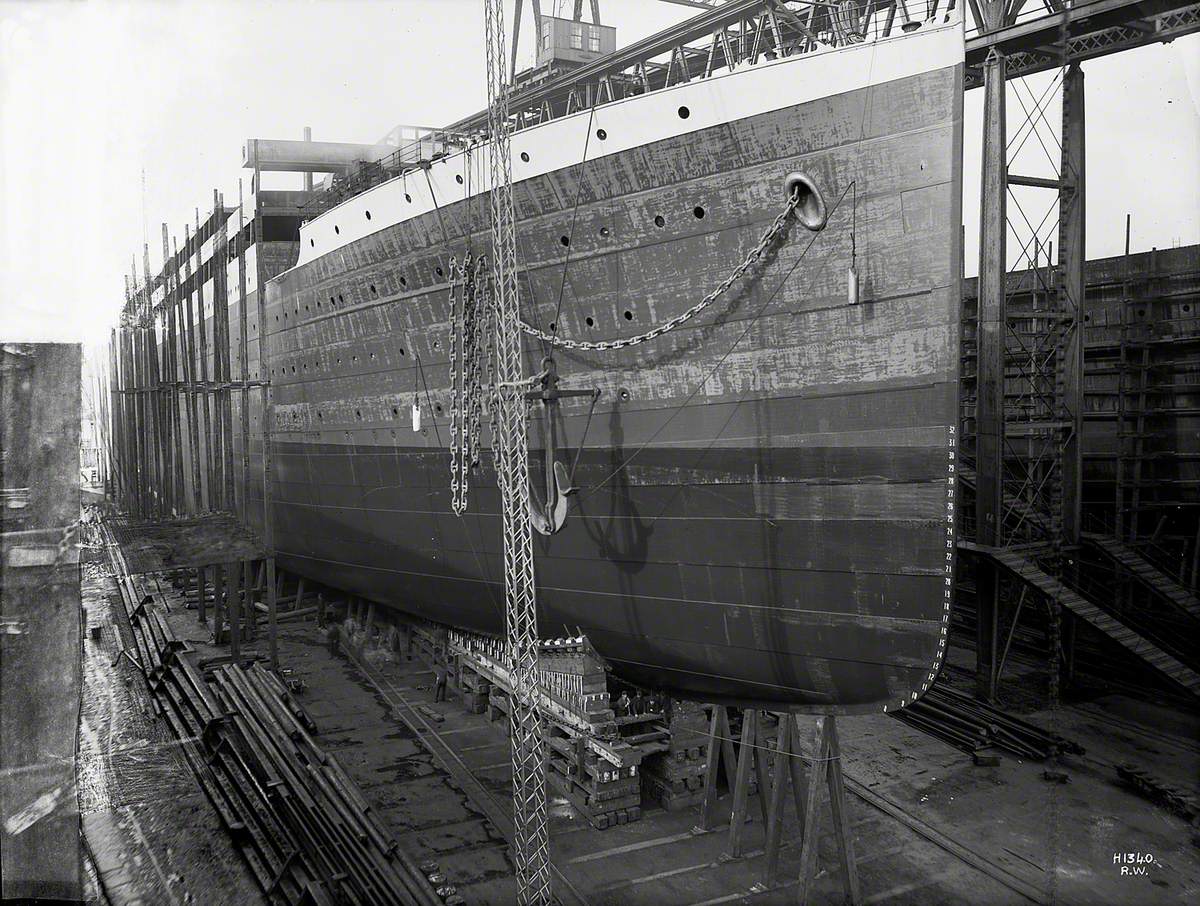 Starboard bow view on No. 6 slip, South Yard prior to launch