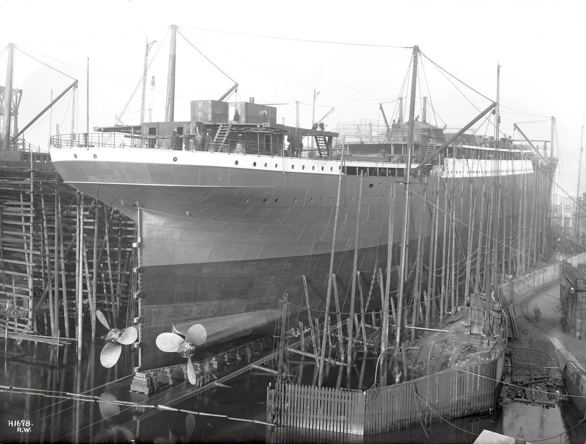 Starboard stern view on slip prior to launch