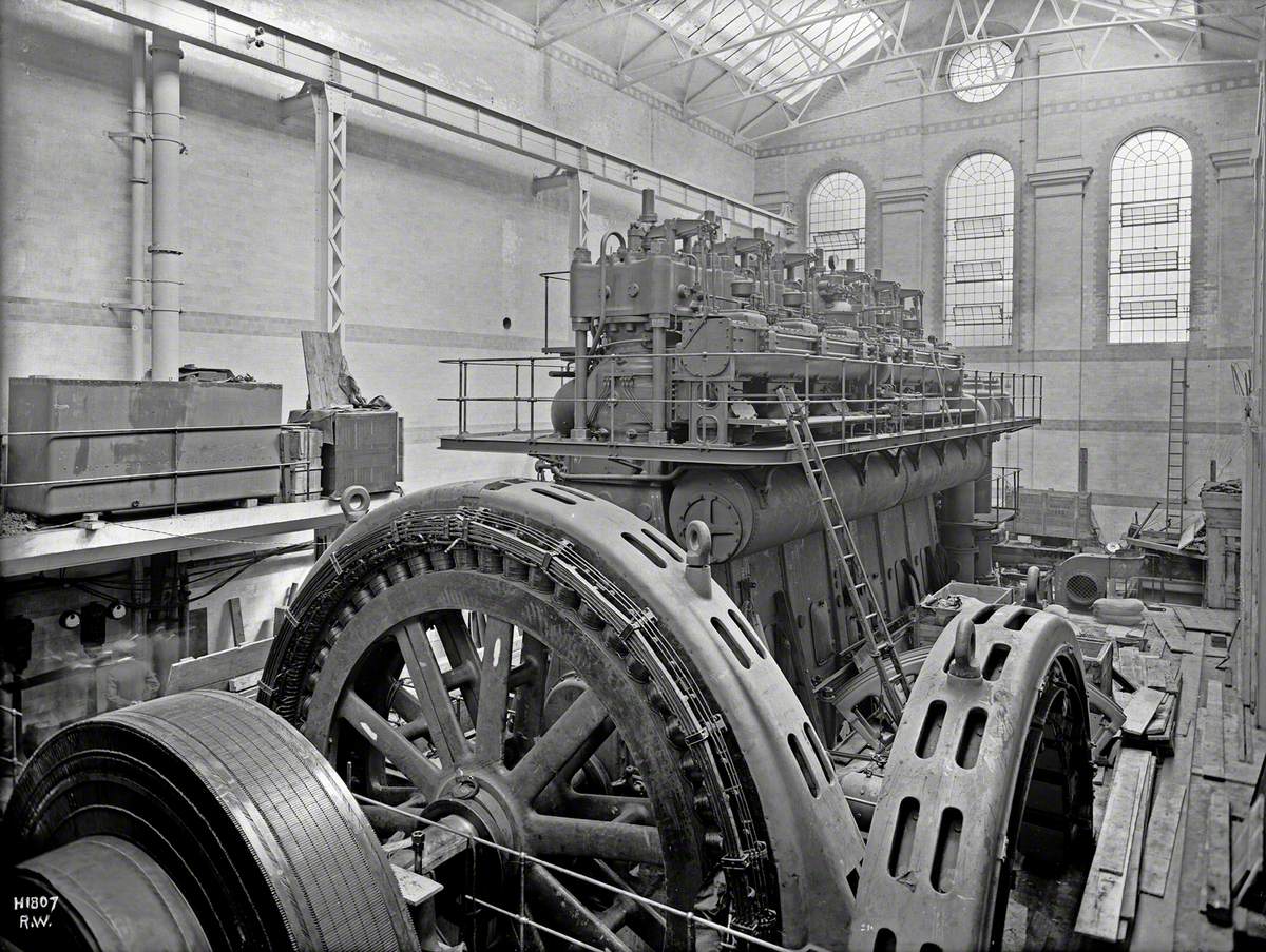 Erection of Sulzer diesel engine in generating station