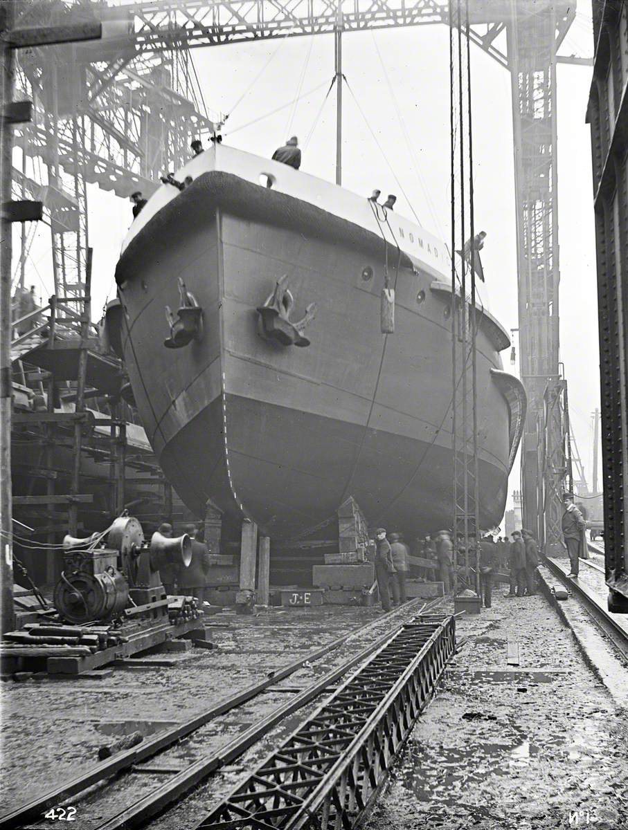 Bow view on No. 1 slip, North Yard, prior to launch