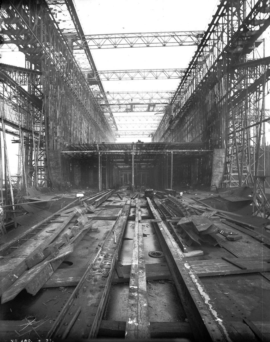 Frames erected from aft end to midships