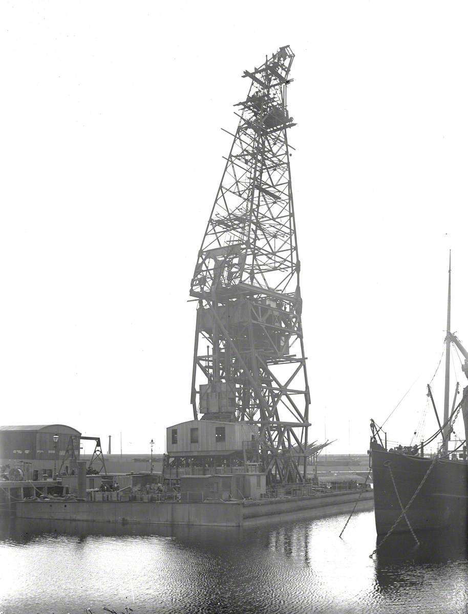 Sequence showing erection and testing of 200 ton floating crane