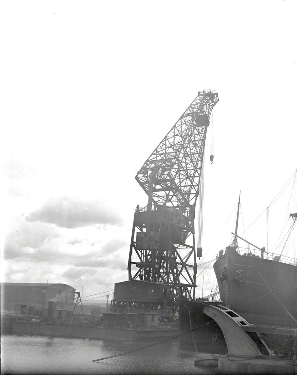 Sequence showing erection and testing of 200 ton floating crane