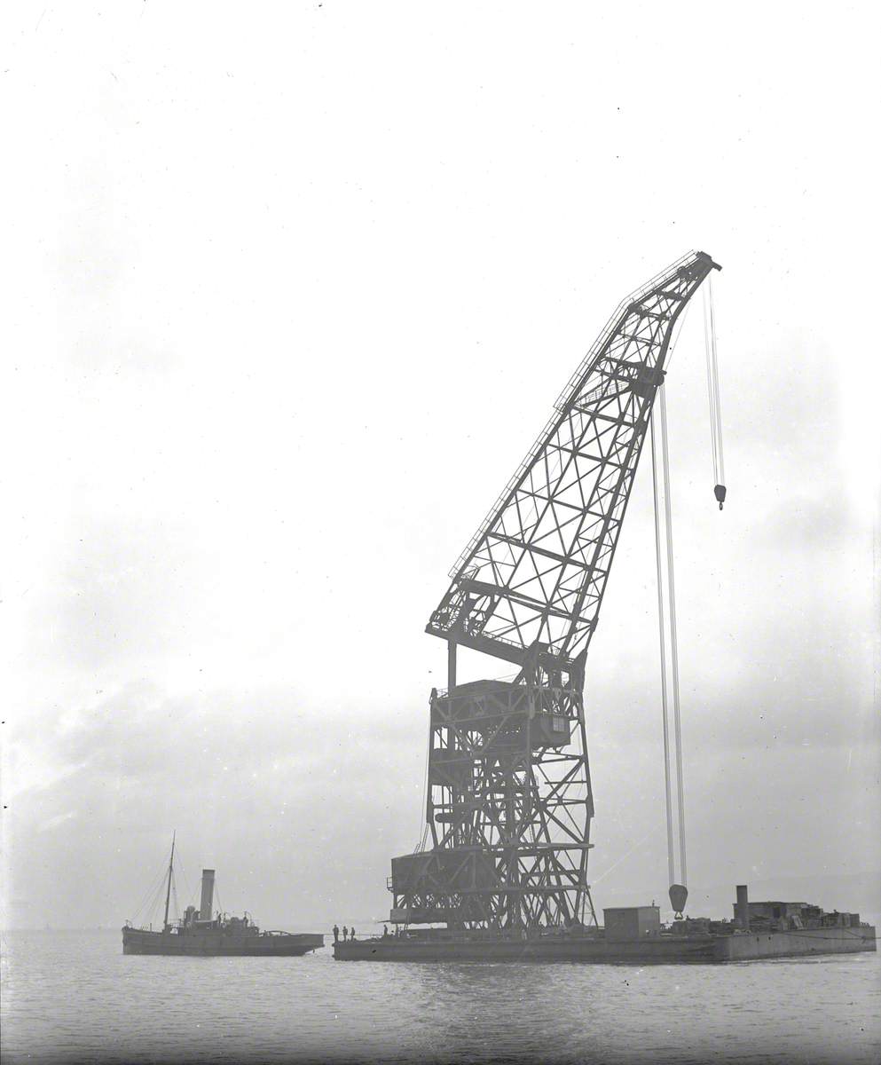 Sequence showing erection and testing of 200 ton floating crane