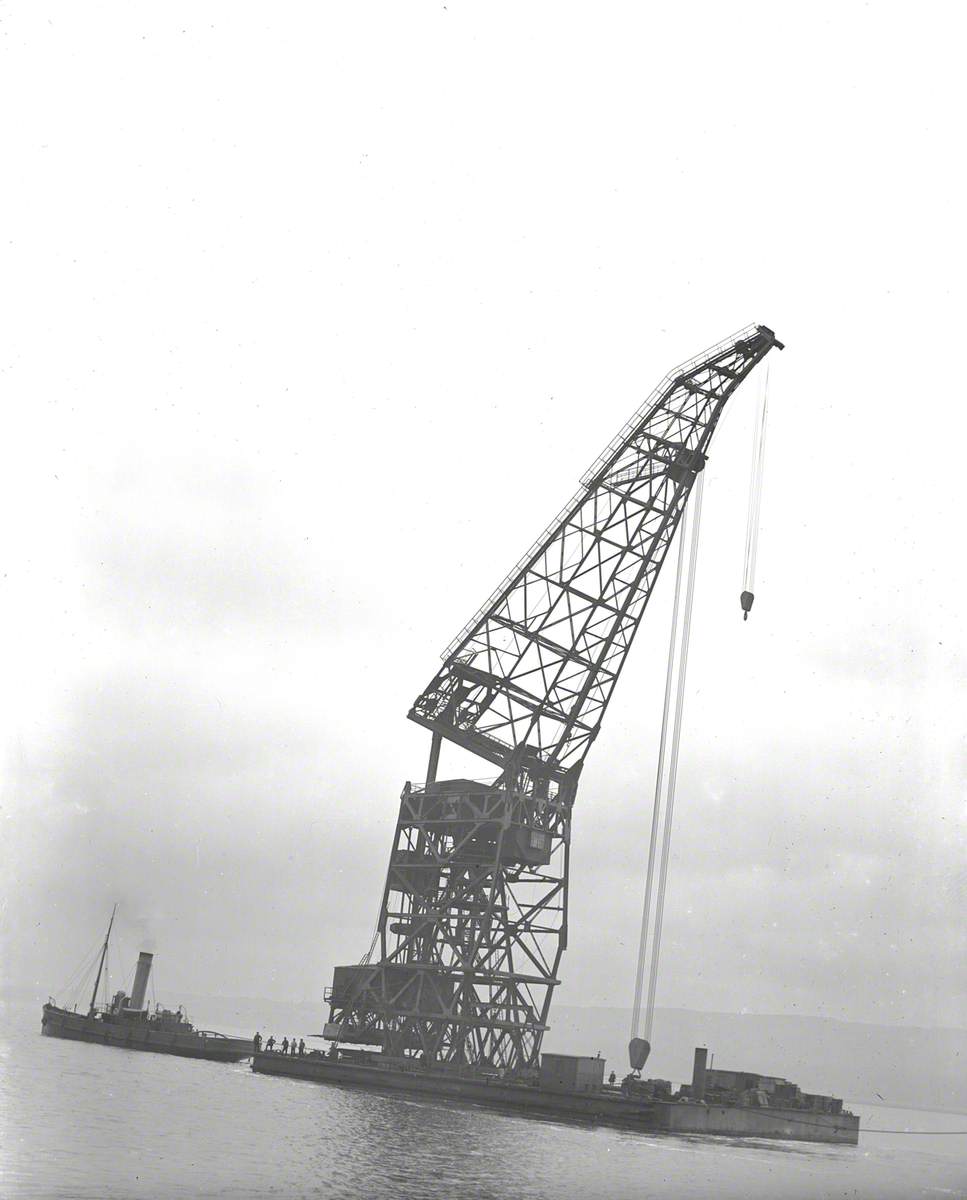 Sequence showing erection and testing of 200 ton floating crane
