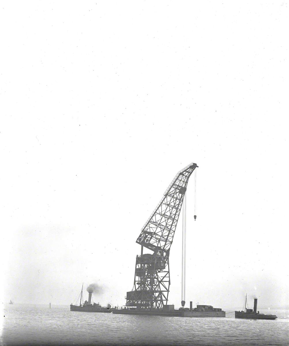 Sequence showing erection and testing of 200 ton floating crane
