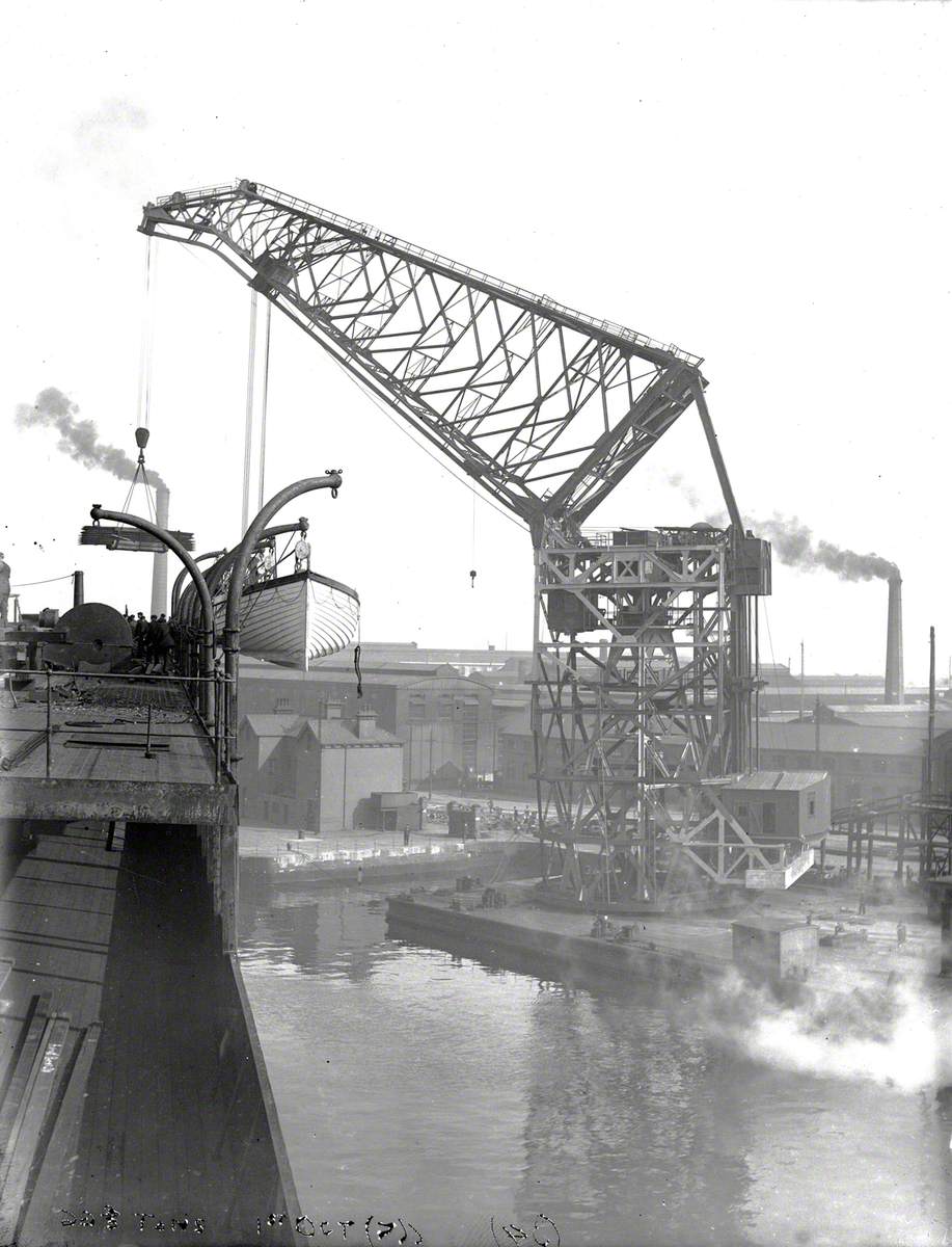 Sequence showing erection and testing of 200 ton floating crane