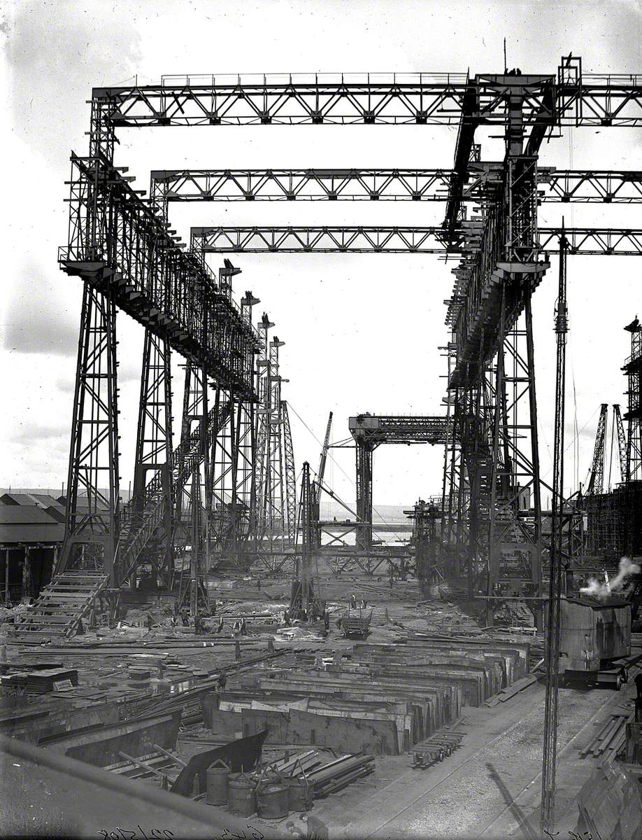 Reconstruction of North Yard slips 2 and 3 and erection of Arrol gantry for building 'Olympic' (400) and 'Titanic' (401)