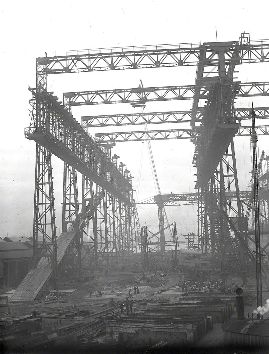 Reconstruction of North Yard slips 2 and 3 and erection of Arrol gantry for building 'Olympic' (400) and 'Titanic' (401)