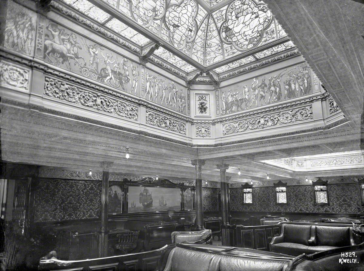 Dome and decorated panels of first class smoke room