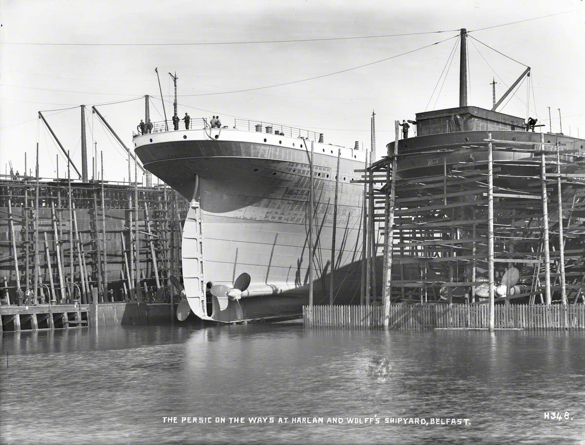 Starboard stern view on No. 7 slip, South Yard, prior to launch