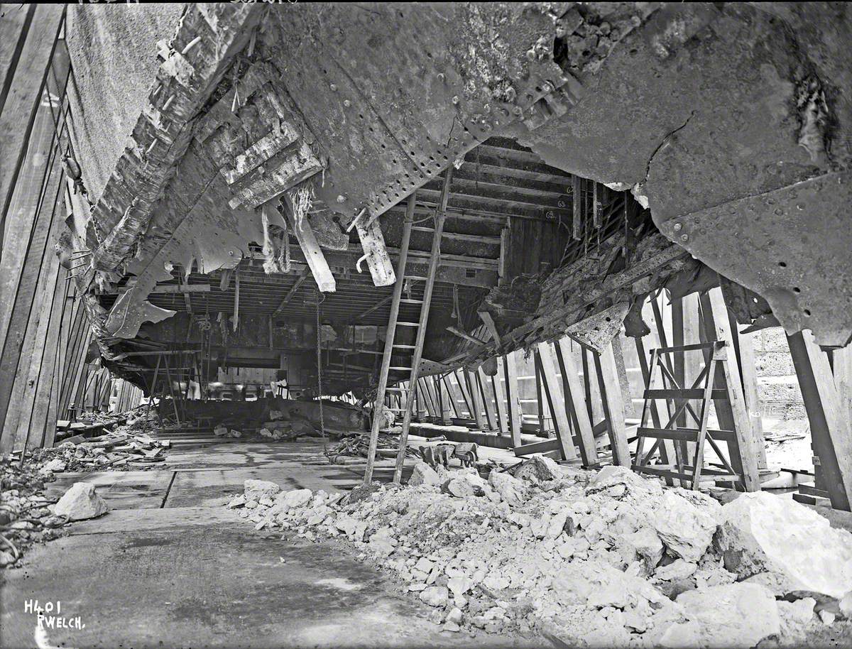 Sequence showing removal of damaged bottom plates