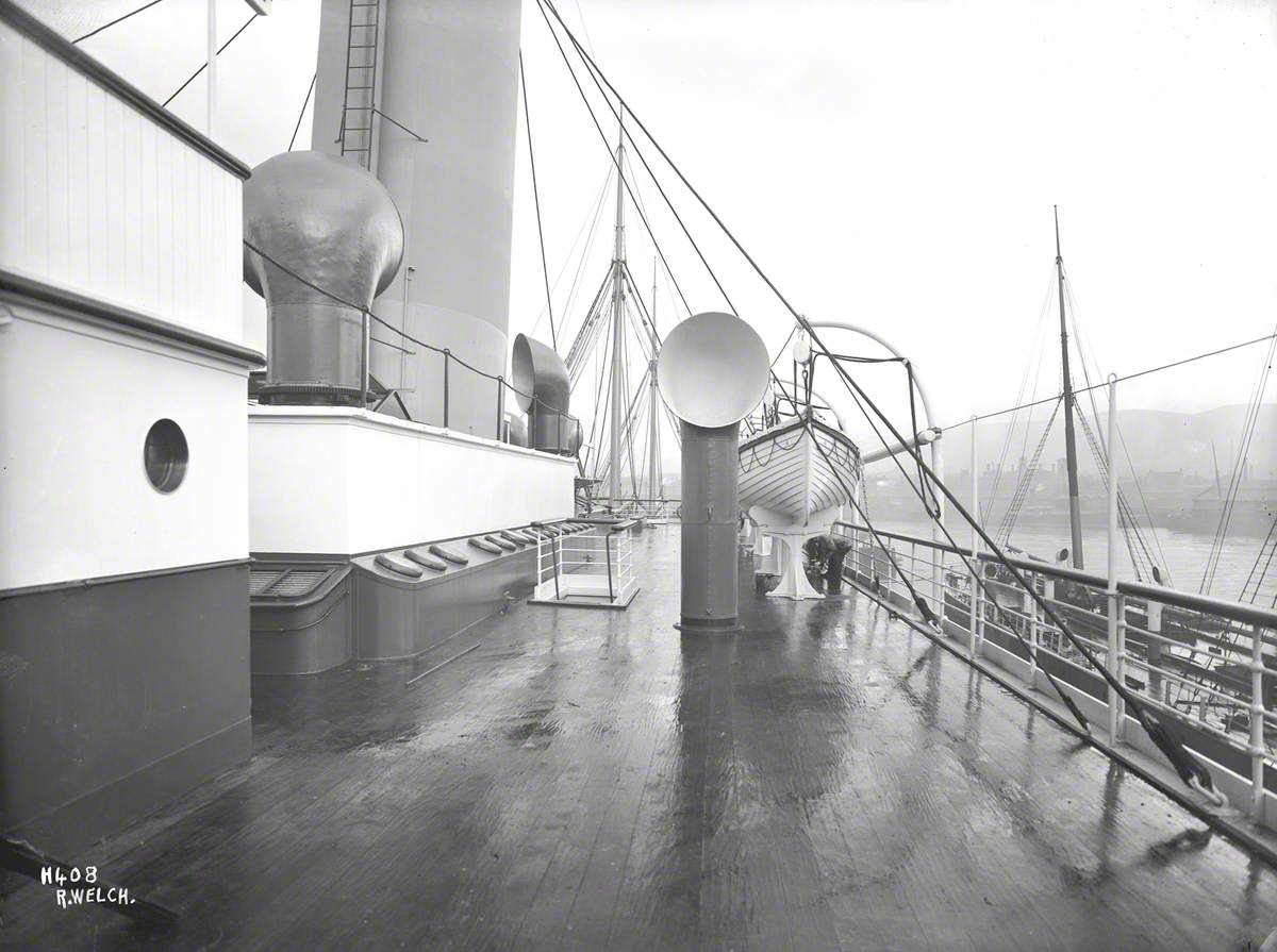 View aft along port boat deck