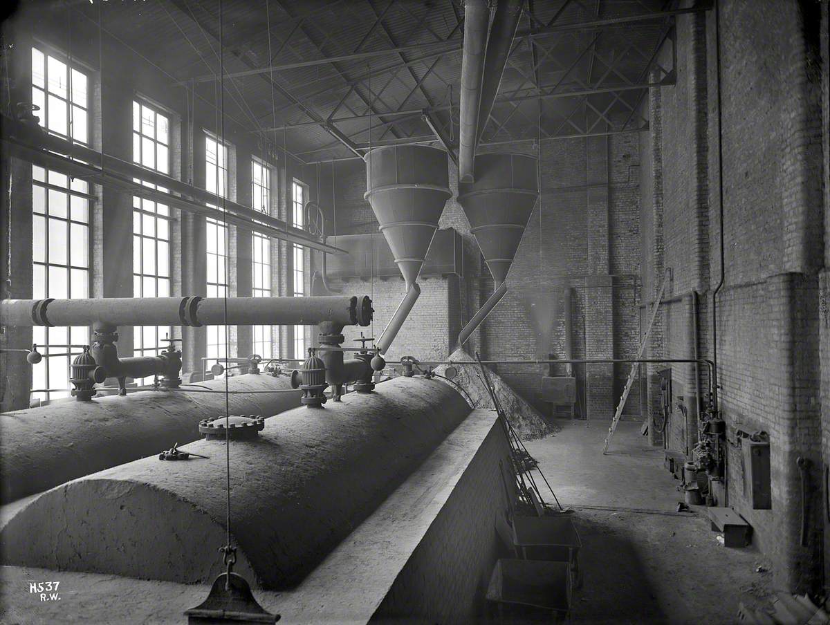 Saw-dust conveyor, boiler house interior
