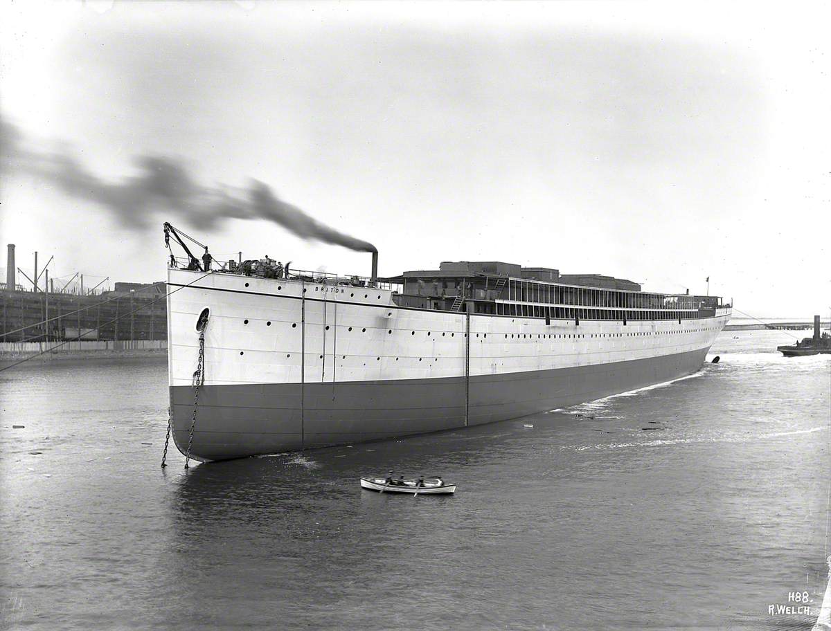 Launch; port bow 3/4 profile afloat immediately after launch