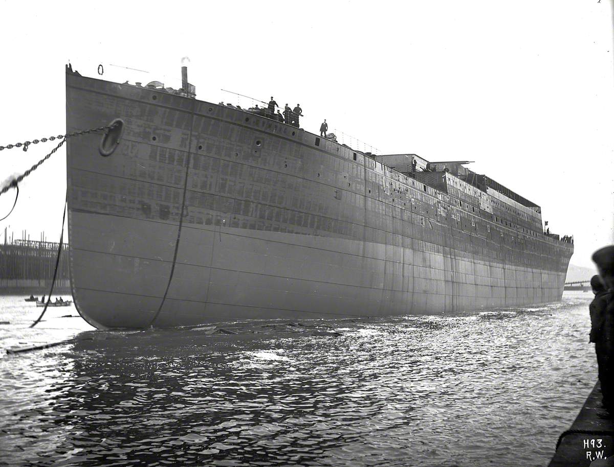 Launch; port bow view entering water