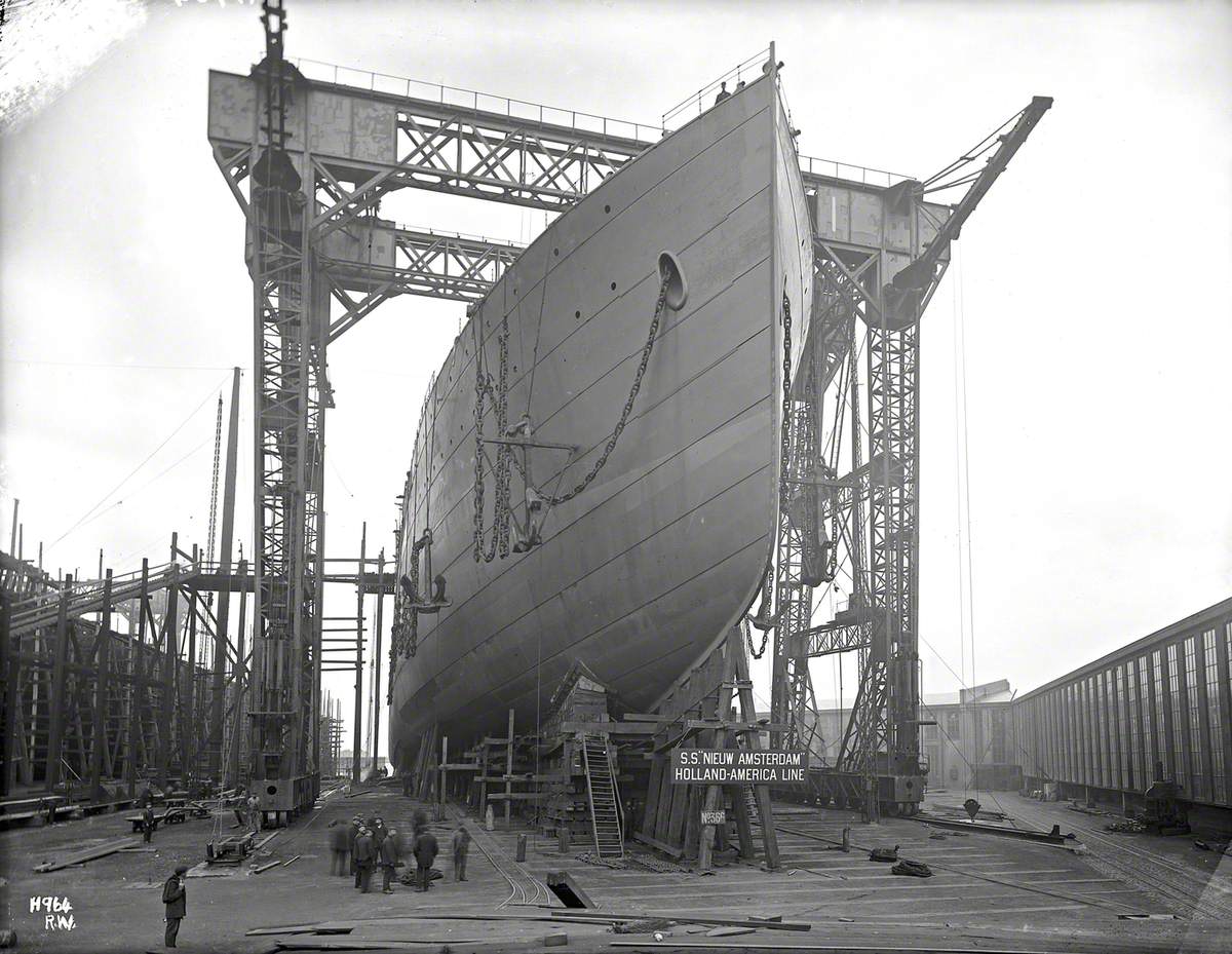 Starboard bow view on No. 1 slip, North Yard prior to launch
