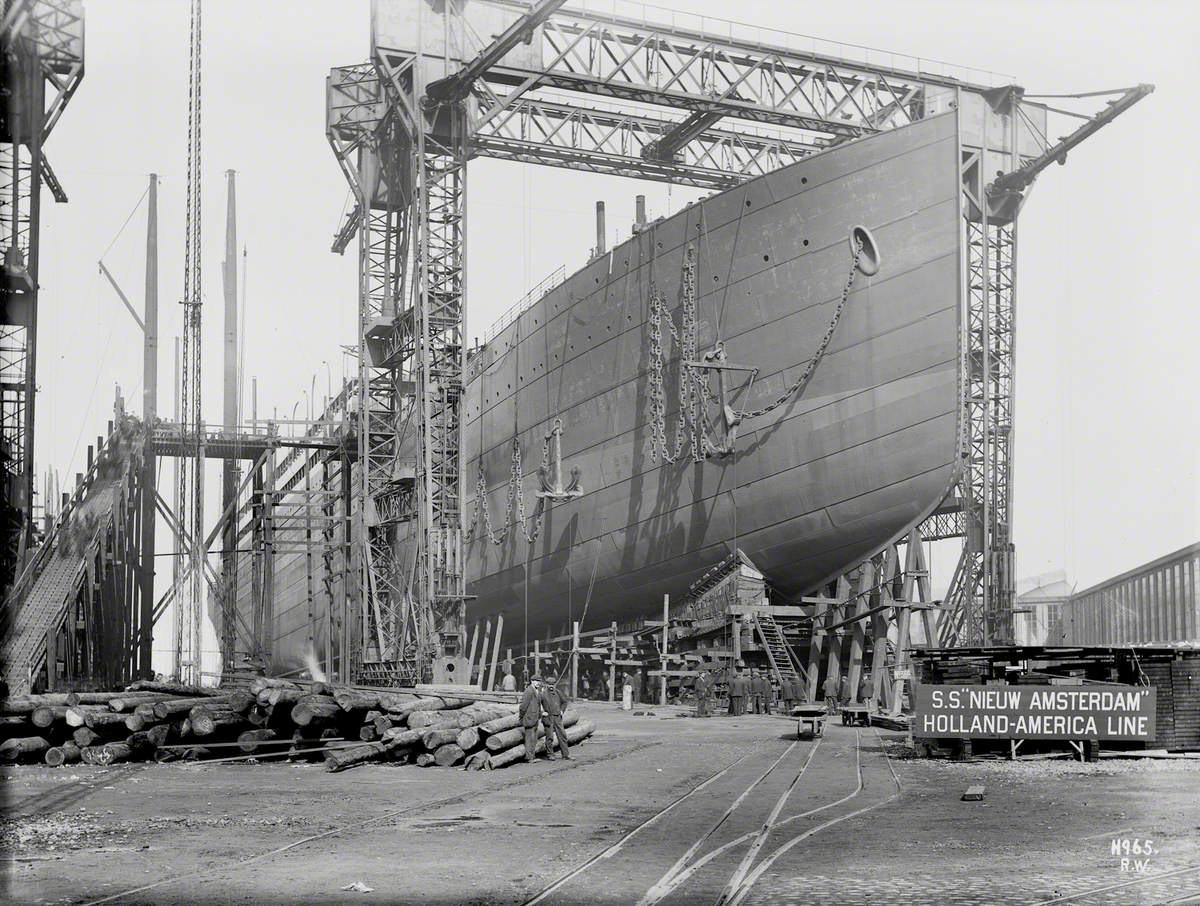 Starboard bow view on No. 1 slip, North Yard prior to launch