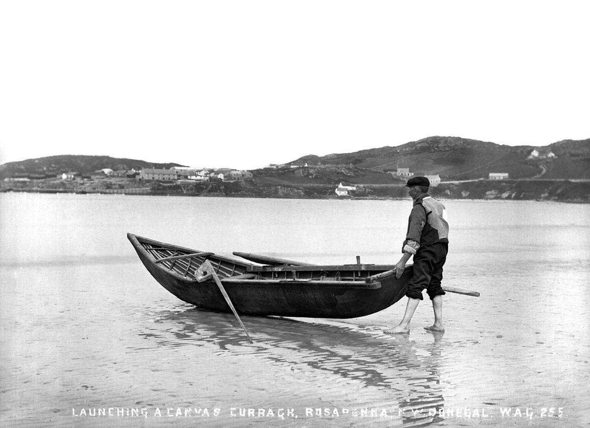 Launching a Canvas Curragh, Rossapena, North West Donegall