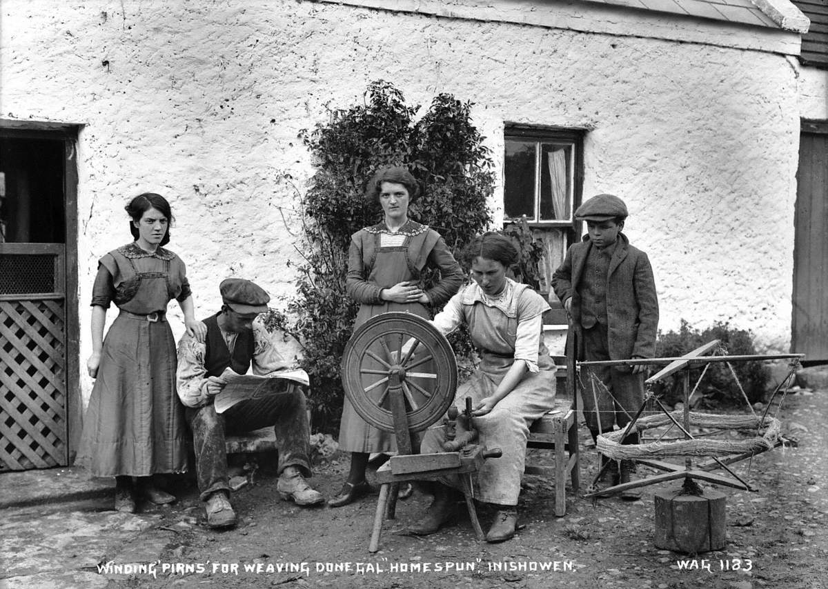 Winding 'Pirns' for Weaving Donegal 'Homespun', Inishowen