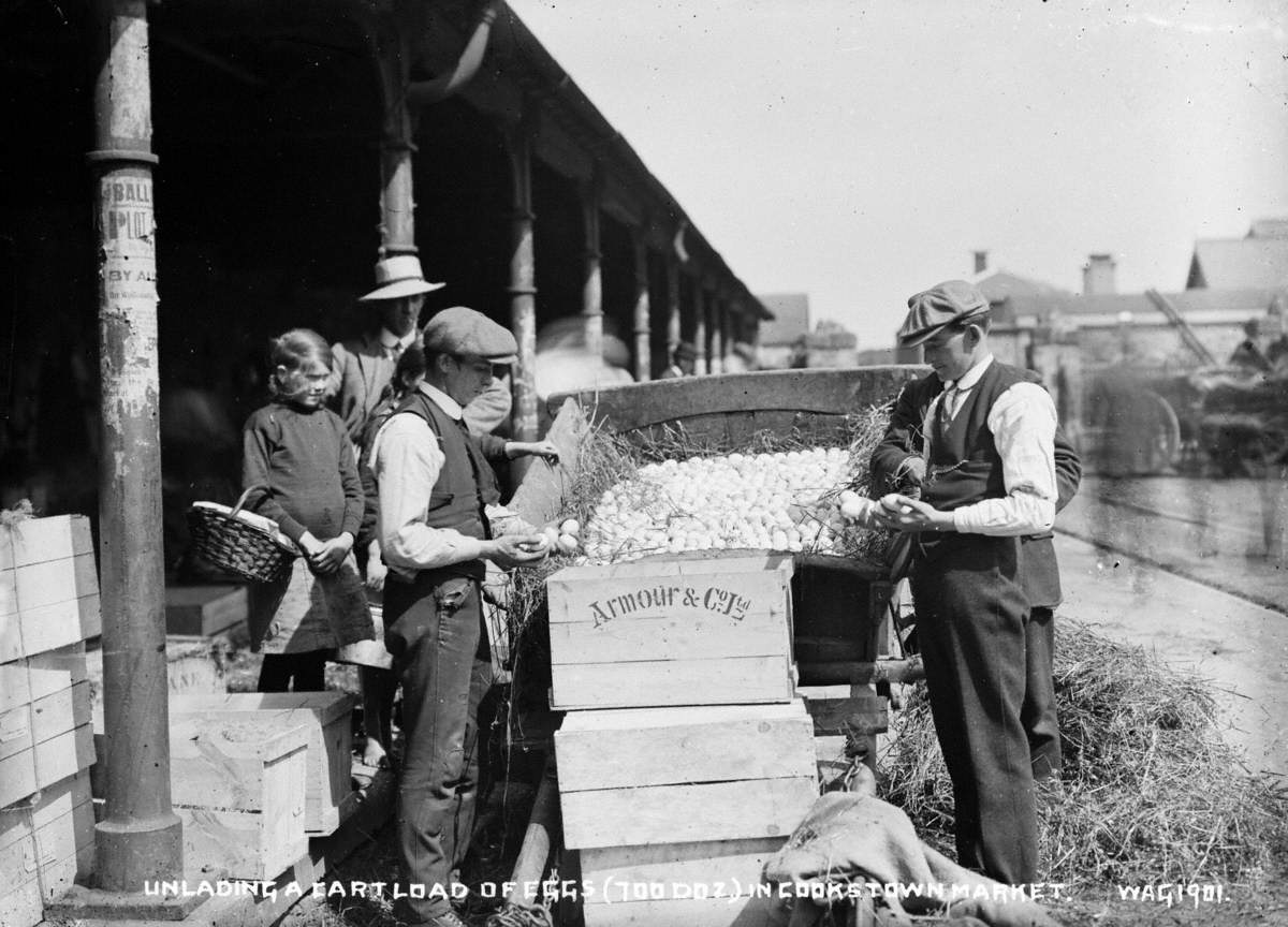 Unloading a Cartload of Eggs (70 Doz.) in Cookstown Market