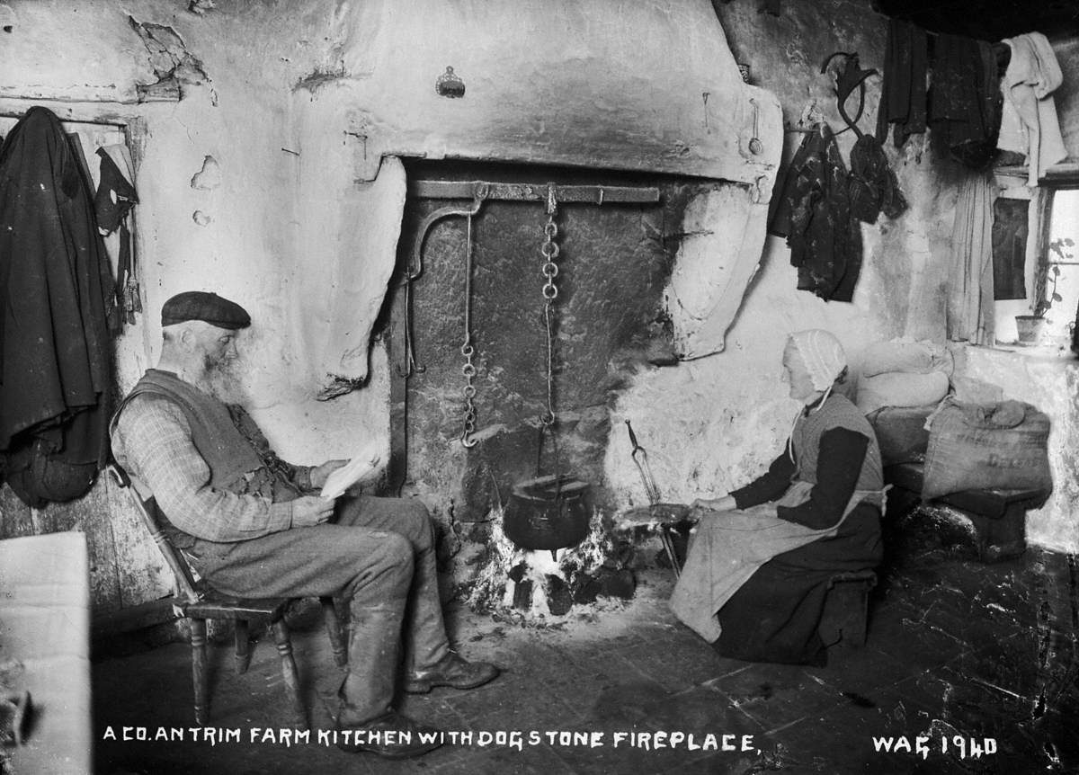 A Co. Antrim Farm Kitchen with Dog Stone Fireplace