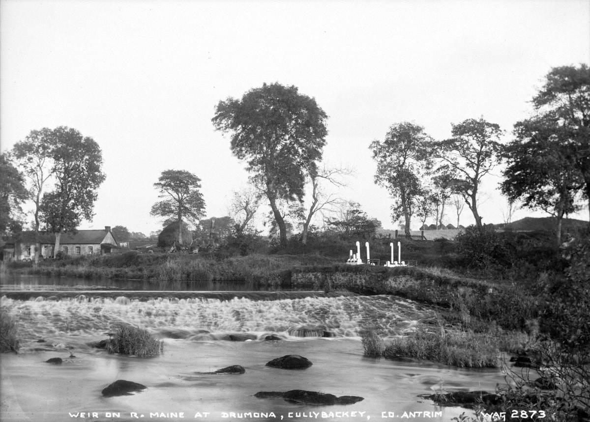 Weir on River Maine at Drumona, Cullybackey, Co. Antrim