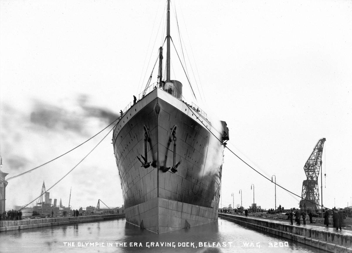 The 'Olympic' in the Era Graving Dock, Belfast