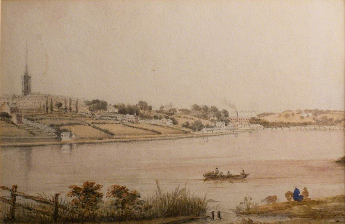 A View of Derry and the River Foyle Looking Northward from Where the Bolies Stream Flows into the River on the East Bank just South of the City, Opposite a Ropewalk and Ferguson's Lane