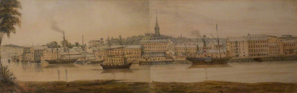 General View of the West Bank Quays and the City of Derry, from the River Shoreline below Ebrington Barracks in the Waterside