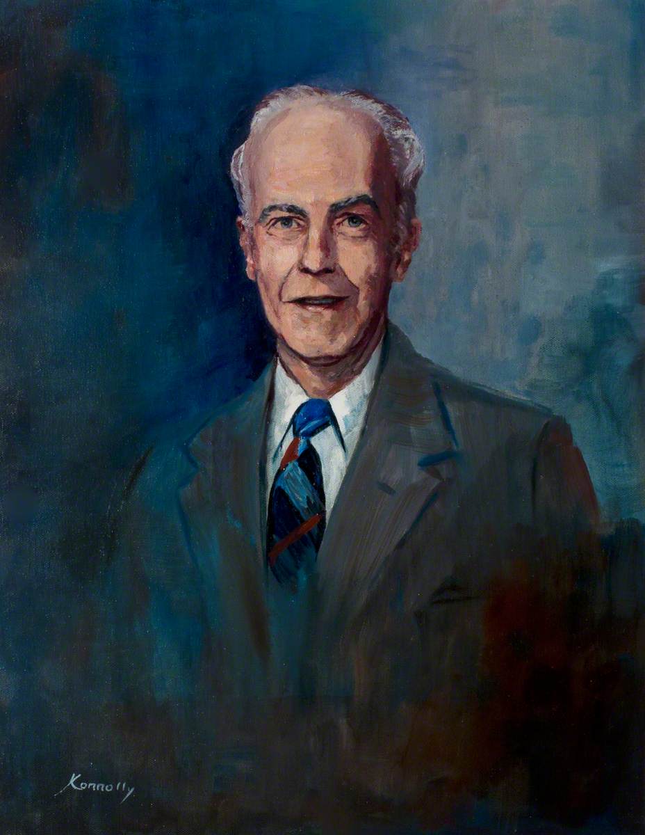 Portrait of an Unidentified Man against a Blue Background