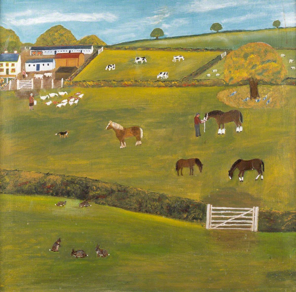 Landscape with Horses, Sheep and Cows
