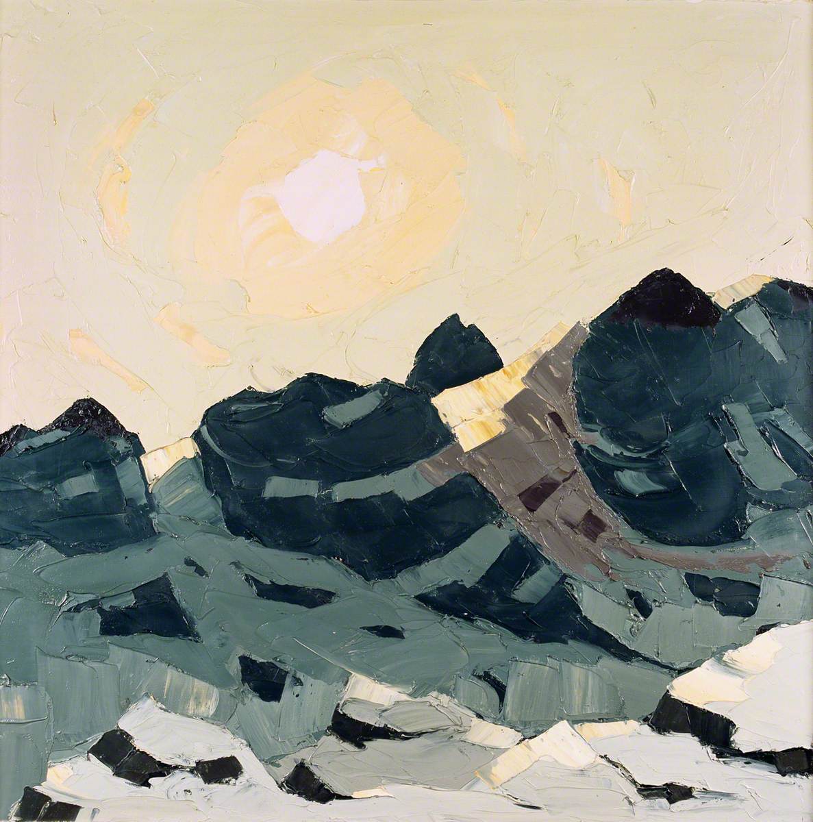 Mountain Landscape with High Sun