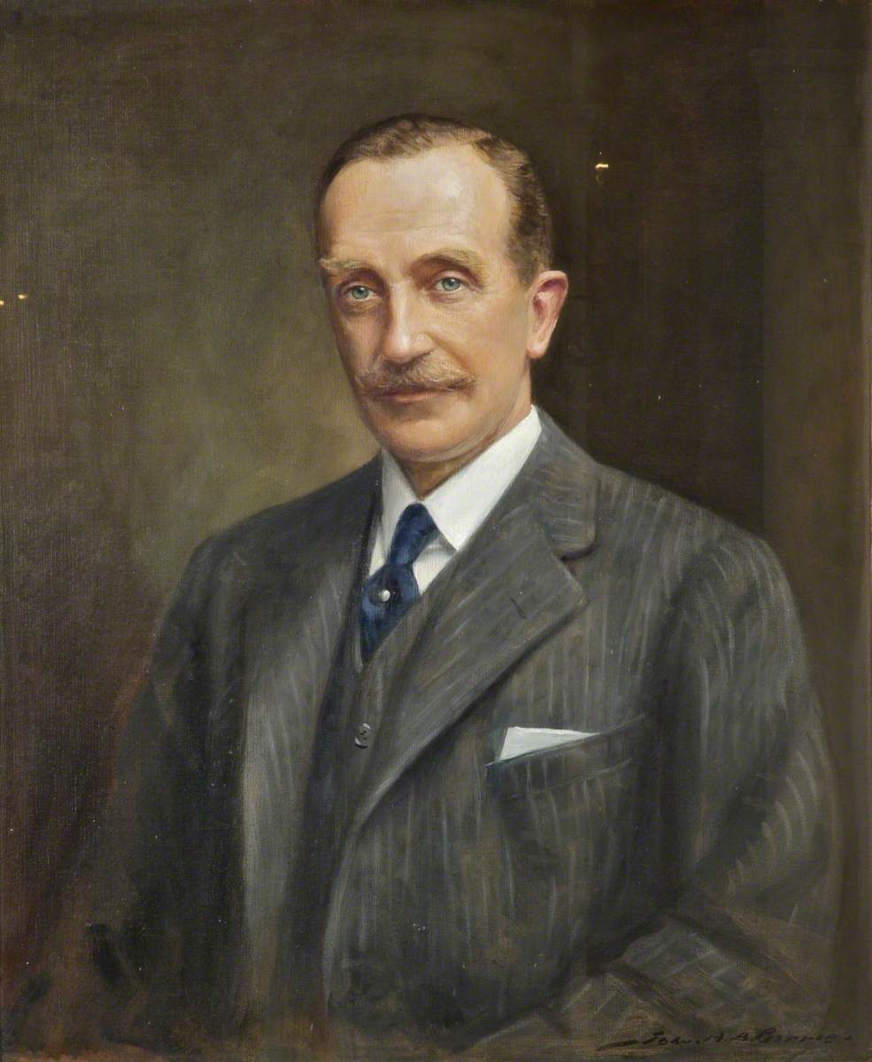 Osbert Cecil (1871–1930), 6th Earl of Sefton, in a Grey Suit