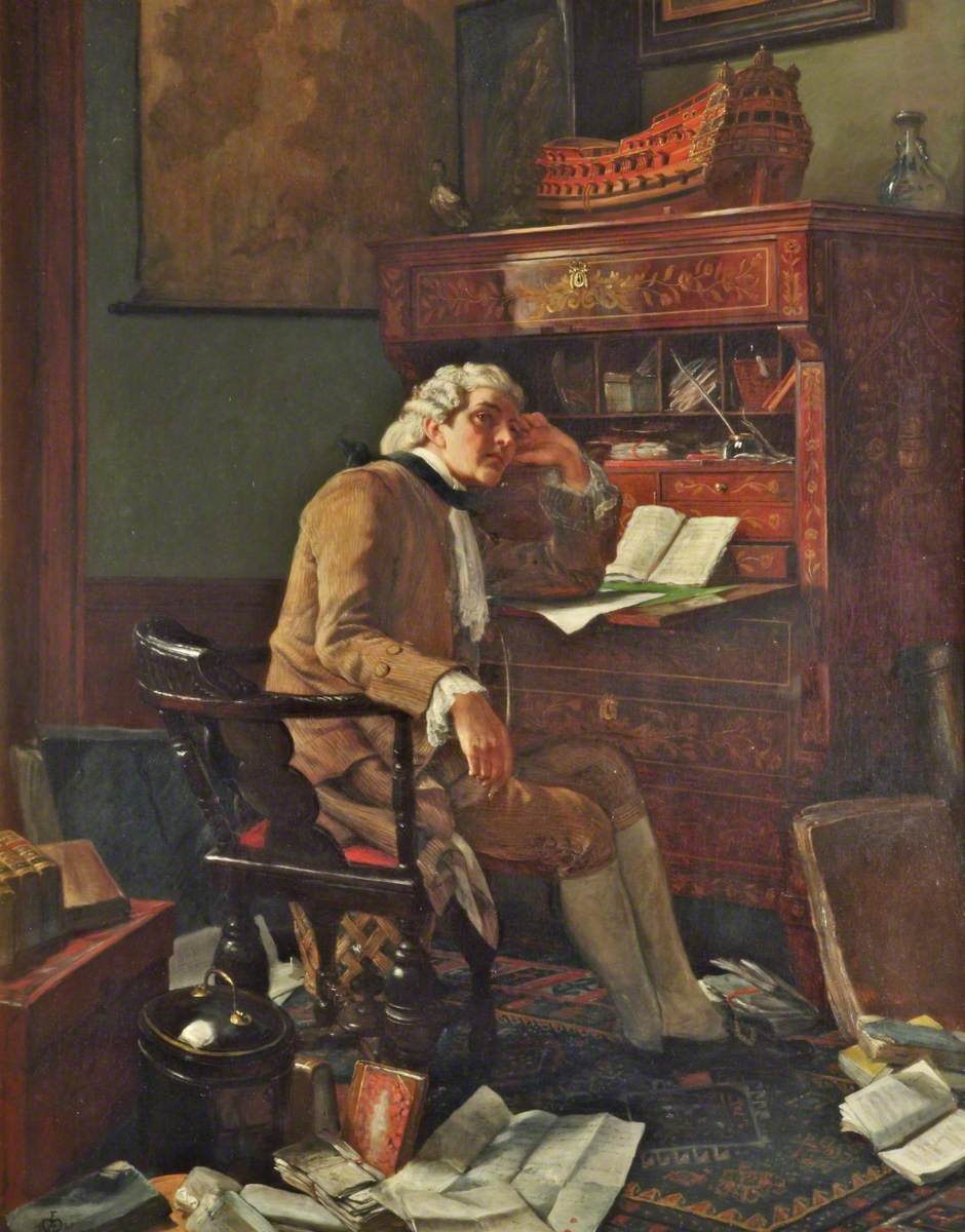 Writer in Eighteenth-Century Dress Seated at a Desk