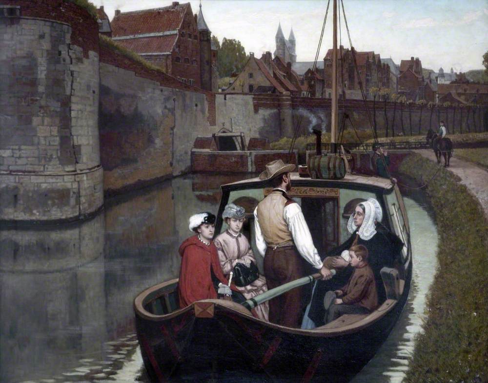Under the Walls of Maestricht: Arrival of a Canal Boat