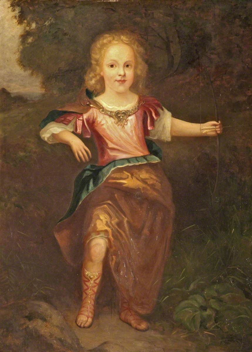 Portrait of a Boy in Classical Dress with a Bow and Arrow