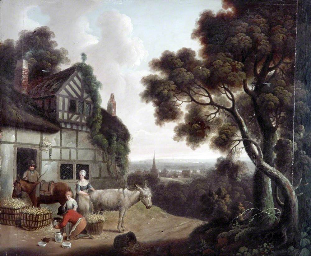 Cottage Scene with a Pedlar of Pottery