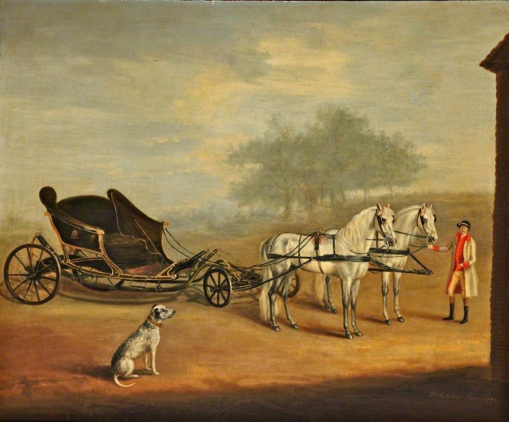 A Phaeton Drawn by a Pair of Ponies with a Groom
